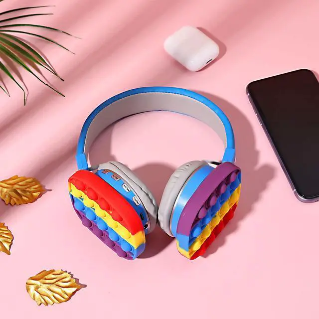Alt view image 5 of 7 - Wireless Bluetooth Gaming Headset with Microphone,Pop Bubble Rainbow Color Wireless Bluetooth Headset