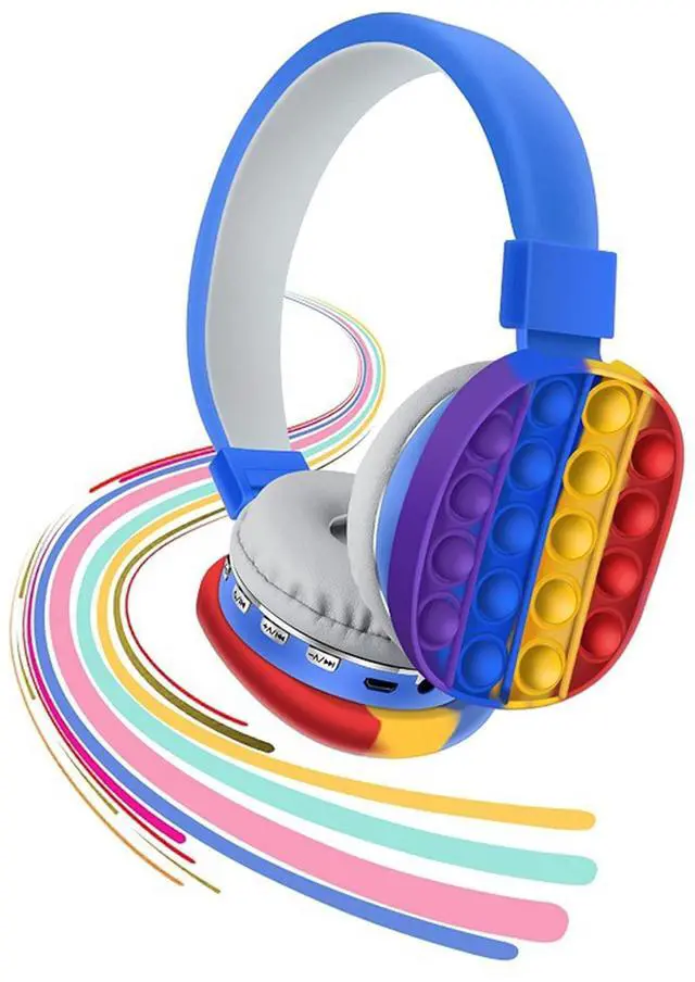 Alt view image 7 of 7 - Wireless Bluetooth Gaming Headset with Microphone,Pop Bubble Rainbow Color Wireless Bluetooth Headset