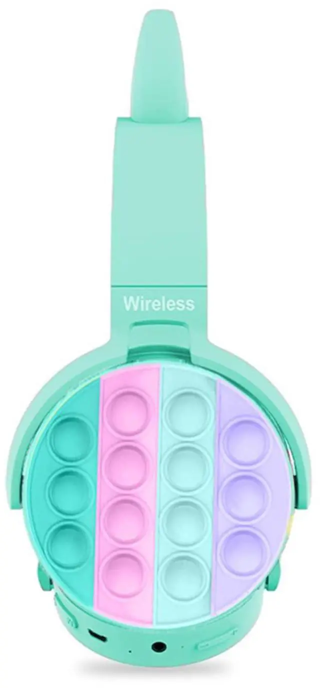 Alt view image 3 of 5 - Wireless Bluetooth Gaming Headset with Microphone,Pop Bubble Rainbow Color Wireless Bluetooth Headset Cyan