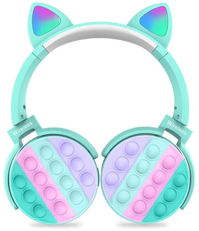 Alt view image 4 of 5 - Wireless Bluetooth Gaming Headset with Microphone,Pop Bubble Rainbow Color Wireless Bluetooth Headset Cyan