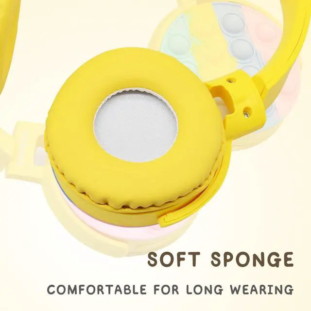 Alt view image 4 of 6 - Wireless Bluetooth Gaming Headset with Microphone,Pop Bubble Rainbow Color Wireless Bluetooth Headset Yellow