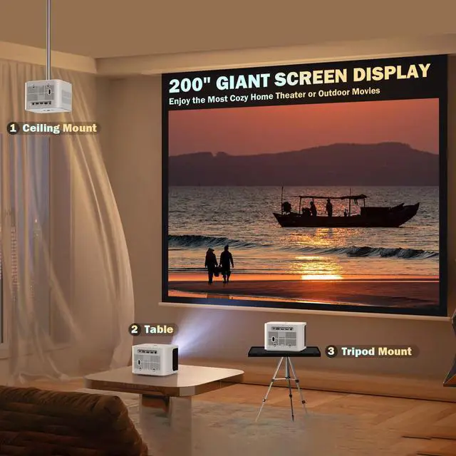 Alt view image 4 of 6 - 5G WiFi Mini Bluetooth Projector 4K Support, 300 ANSI HD 1080P Portable Video Projector, ±40° Vertical Keystone|Zoom|Timer, Smartphone Projector
