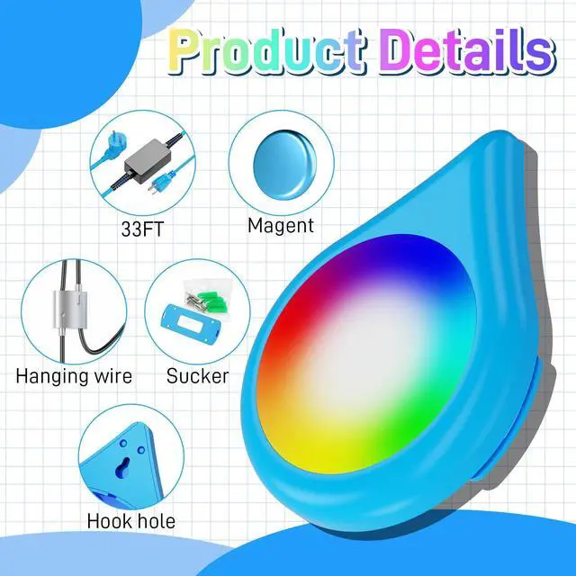 Alt view image 3 of 7 - LED Pool Lights with 26ft Cord and APP Control,20W Smart Magnetic Lamp IP68 Waterproof Color Changing for Inground Aboveground Pools