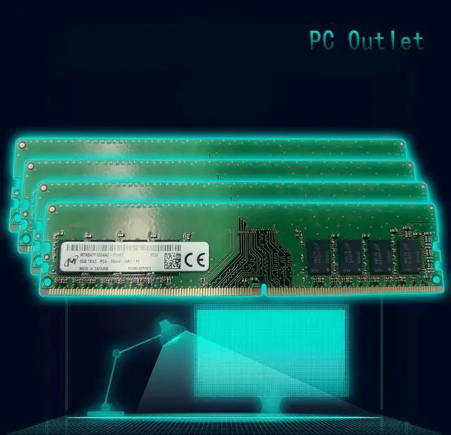 Main image of Micron 32GB(4X8G) MTA8ATF1G64AZ-2G6E1 DDR4-21300 UDIMM 1RX8 PC4-2666V-UA2-11 Desktop Memory