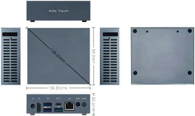 Alt view image 6 of 6 - Aile Tech Barebone Mini PC, Intel Celeron N5095 (up to 2.90 GHz), WIFI5.0, Bluetooth5.0, Intel UHD Graphics, Support Linux ,Windows10/11 Product key not included 8gb ram / 256gb ssd