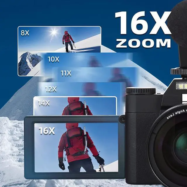 Alt view image 5 of 7 - Digital Camera, 4K Video NBD Cameras for Photography for YouTube with WiFi, 3.0" IPS 180°Flip Screen, 16X Digital Zoom