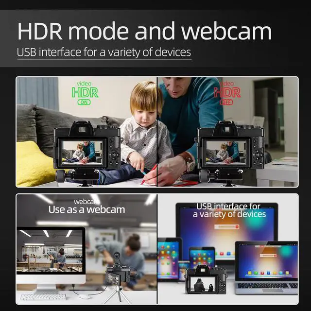 Alt view image 5 of 7 - NBD Digital Camera for Photography and Video, 4K 48MP Vlogging Camera for YouTube with 180° Flip Screen,16X Digital Zoom,52mm Wide Angle & Macro Lens, 32GB TF Card, 2 Batteries