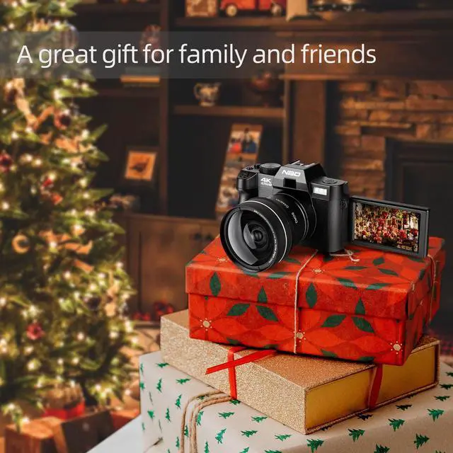 Alt view image 7 of 7 - NBD Digital Camera for Photography and Video, 4K 48MP Vlogging Camera for YouTube with 180° Flip Screen,16X Digital Zoom,52mm Wide Angle & Macro Lens, 32GB TF Card, 2 Batteries