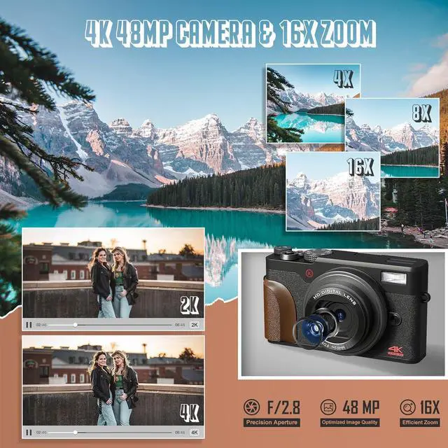 Alt view image 2 of 7 - G-Anica Digital Camera for Photography,56MP&4K Video Camera, 18X Zoom Vlogging Camera for YouTube