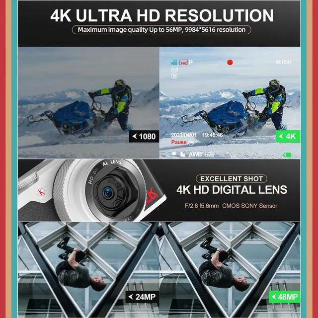 Alt view image 2 of 6 - G-Anica Digital Camera for Photography,56MP&4K Video Camera, 18X Zoom Vlogging Camera for YouTube Blue/Silver