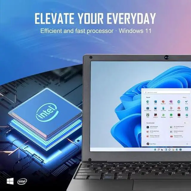 Alt view image 2 of 6 - Windows 11 Mini Laptop 8GB RAM 128GB ROM Intel Celeron Quad-Core Processors,10" Netbook Computer