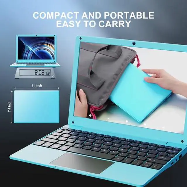 Alt view image 3 of 6 - Mini Laptop 10.1 inch Quad Core Powered Android 12.0 Netbook Computer with Bag, Mouse, and Mouse Pad