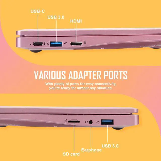Alt view image 6 of 7 - 10 inch Mini Laptop,Windows 11 Notebook ,8GB+128GB Intel Celeron Quad-Core Processors Netbook Computer with Bag, Mouse, Headphone and Mouse Pad
