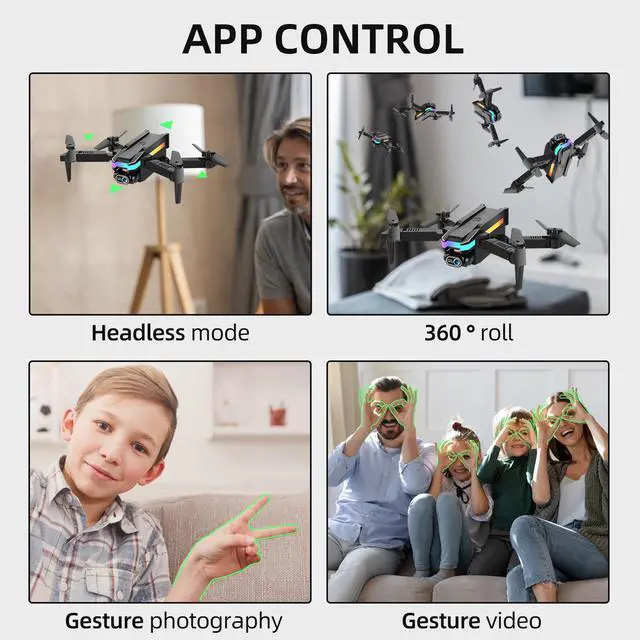Alt view image 5 of 7 - Mini FPV Drone for Beginners, 1080P Front & Bottom Dual Camera, 2.4G WiFi APP Control, Headless Mode, 360° Roll Stunt, Gesture Photography, 2 Rechargeable Batteries, Portable Storage Bag