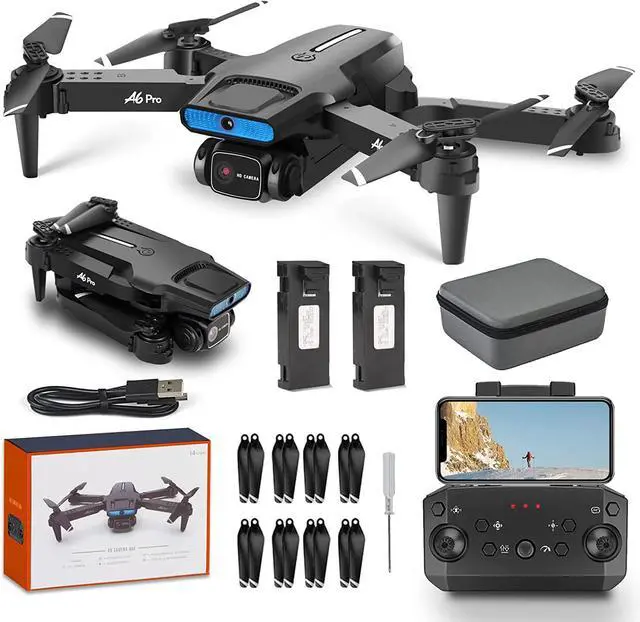 Main image of Foldable RC Drone with 1080P HDR Dual Camera, RGB LED Lights, Detachable Protective Frame, 2 Modular Batteries, One Key Takeoff Return, Gesture Control Mini Quadcopter with Carry Case for Beginners