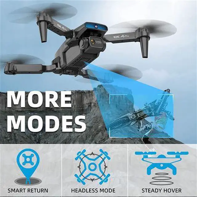 Alt view image 2 of 5 - Foldable RC Drone with 1080P HDR Dual Camera, RGB LED Lights, Detachable Protective Frame, 2 Modular Batteries, One Key Takeoff Return, Gesture Control Mini Quadcopter with Carry Case for Beginners