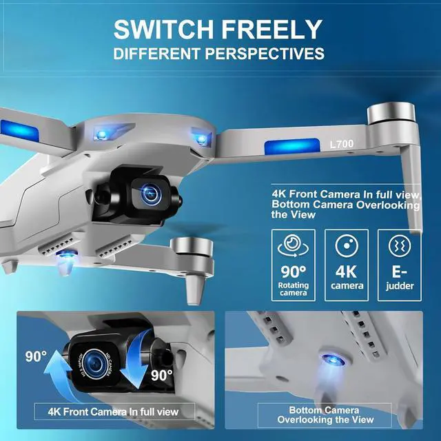 Alt view image 4 of 7 - Foldable GPS Drone with 4K Dual Camera, Brushless Motor, 40 Mins Flight Time, 3900ft 5G FPV Transmission, Auto Return, Smart Flight Modes for Adults Beginners