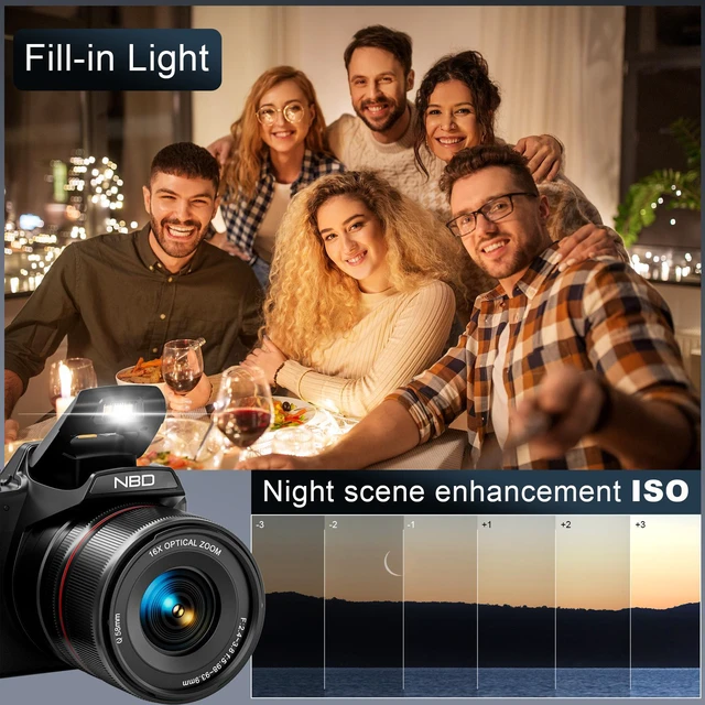 Alt view image 5 of 7 - NBD 5K 64MP OpticalZoom Vlogging Camera. 180° Flip ScreenDigital Camera with 16X Optical Zoom, Autofocus, WiFi,Tripod. 2 Batteries & 32GB TF Card