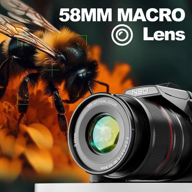 Alt view image 7 of 7 - NBD 5K 64MP OpticalZoom Vlogging Camera. 180° Flip ScreenDigital Camera with 16X Optical Zoom, Autofocus, WiFi,Tripod. 2 Batteries & 32GB TF Card