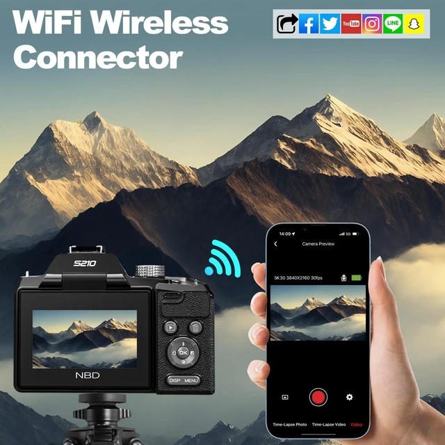 Alt view image 6 of 7 - NBD 5K 64MP OpticalZoom Vlogging Camera. 180° Flip ScreenDigital Camera with 16X Optical Zoom, Autofocus, WiFi,Tripod. 2 Batteries & 32GB TF Card