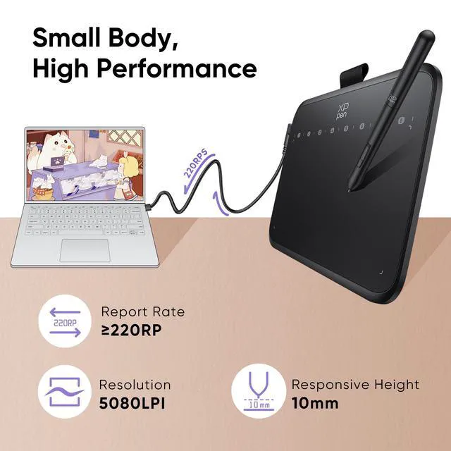 Alt view image 3 of 7 - XPPen Latest Small Deco Drawing Tablet with Pen,16384 Levels Pressure/60°Tilt Support,6x4inch Graphic Tablet Resolution 5080LPI for Phone/Computer, Portablet Drawing Pad for Digital Art/OSU Game