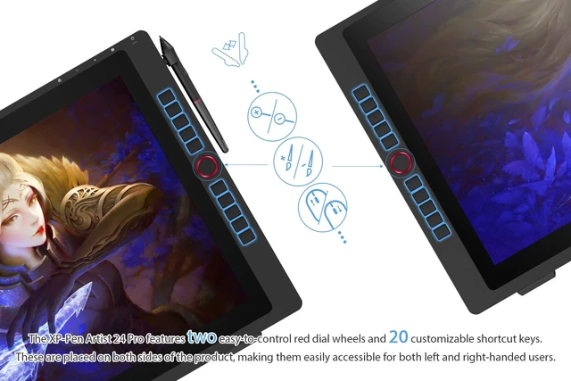 Alt view image 2 of 7 - XPPen 23.8 inch Drawing Tablet,Artist 24 Pro Graphics Tablet with Big Screen,2.5K Resolution/16.7M Color Depther/8192 Level Pen Pressure,Graphic Monitor for Laptops with Two Pens
