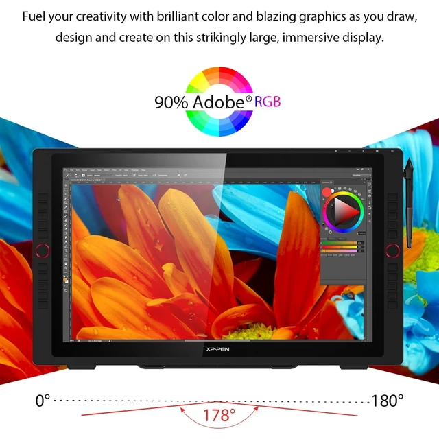 Alt view image 4 of 7 - XPPen 23.8 inch Drawing Tablet,Artist 24 Pro Graphics Tablet with Big Screen,2.5K Resolution/16.7M Color Depther/8192 Level Pen Pressure,Graphic Monitor for Laptops with Two Pens