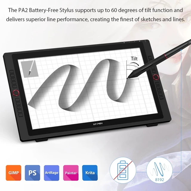 Alt view image 6 of 7 - XPPen 23.8 inch Drawing Tablet,Artist 24 Pro Graphics Tablet with Big Screen,2.5K Resolution/16.7M Color Depther/8192 Level Pen Pressure,Graphic Monitor for Laptops with Two Pens