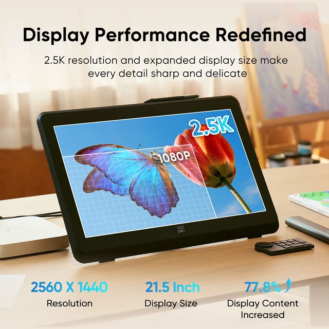Alt view image 4 of 7 - XPPen 2.5K Drawing Tablet,21.5in Screen,Artist Pro Gen 2 Graphic Tablet, 99% Adobe RGB Display,16384 Pressure Levels Pen,Wireless Bluetooth Keyboard