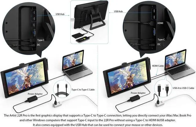 Alt view image 6 of 7 - XP-PEN Artist22R Pro Drawing Monitor 21.5 Inch Pen Display Graphic Tablet with Two Red Dial Wheels,20 Express Keys,2 Battery-Free Stylus with 60° Tilt Sensor,88% NTSC (Adobe RGB 90%,sRGB 120%)