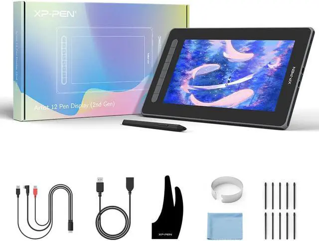 Alt view image 7 of 7 - XPPen 11.9 in Drawing Tablet,Artist 12 2nd Graphics Tablet with 1080P Screen, XP Pro Pen Display  with Stylus for Digital Art Beginner Blue