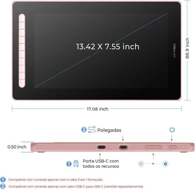 Alt view image 5 of 7 - XPPen 15.4in Graphic Display Artist 16 2nd Drawing Tablet with 1080p Screen for Digital Art Pro Graphic Monitor with Pen Black