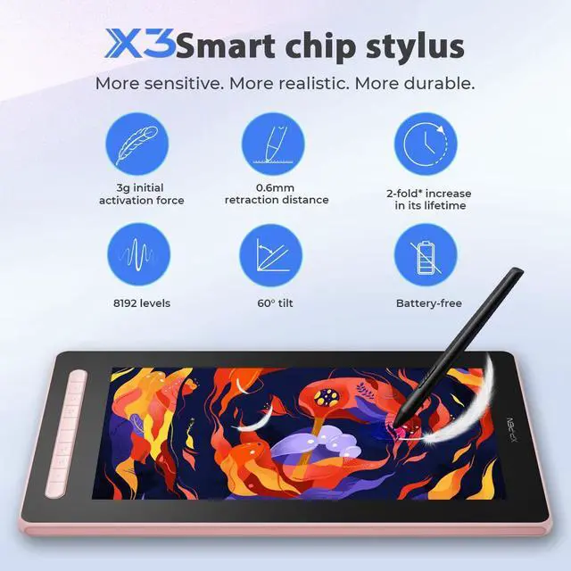 Alt view image 4 of 7 - XPPen 15.4in Graphic Display Artist 16 2nd Drawing Tablet with 1080p Screen for Digital Art Pro Graphic Monitor with Pen Black