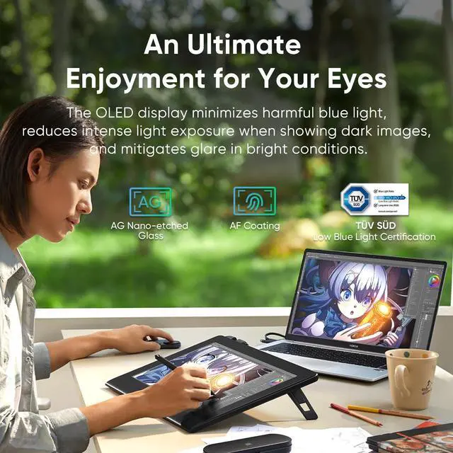 Alt view image 5 of 7 - XPPen Artist Ultra 16 4K OLED Touchscreen Drawing Tablet 15.6" Drawing Monitor with 99% Adobe RGB Dual 16K Pen Pressure Styli Mini Keydial 1.07 Billion Colors Art Tablet for Mac PC Chromebook Android
