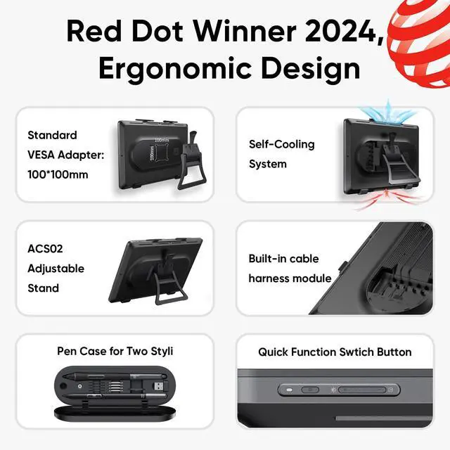 Alt view image 7 of 7 - XPPen Artist Pro 24 Gen2 4K Ultra HD Drawing Tablet with Screen, Dual 16384 Pen Pressure Stylus, Wireless Keydial, 99% Adobe RGB, E<1 Graphic Tablet with Full Laminated AG Pen Display 23.8"