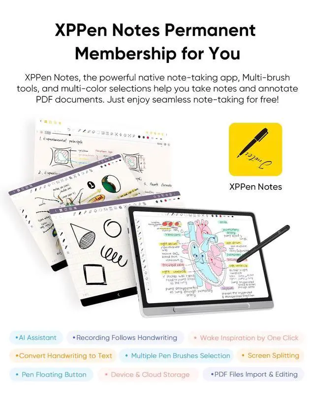 Alt view image 6 of 7 - XPPen Magic Note Pad 10.95" Standalone Drawing Tablet Digital Color Notetaking for Sketching, Drawing & Notes 16K Pressure Sensitivity Tilt Support 90Hz Refresh Rate Anti-Glare Screen Android 14