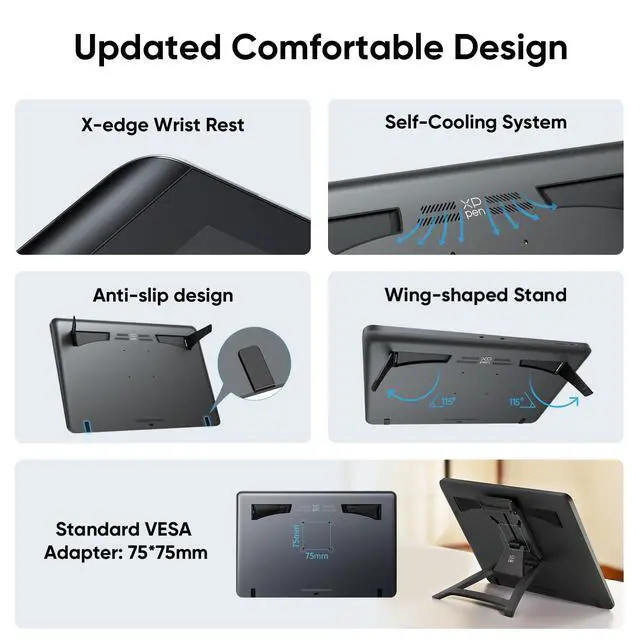 Alt view image 7 of 7 - XPPen 4K UHD Artist Pro 19 Gen2 Drawing Tablet with Screen, 156% sRGB Graphic Tablet with 1.07 Billion Colors Anti-Glare Drawing Monitor with Dual 16384 Pen Pressure Stylus, Mini Keydial, 18.4"