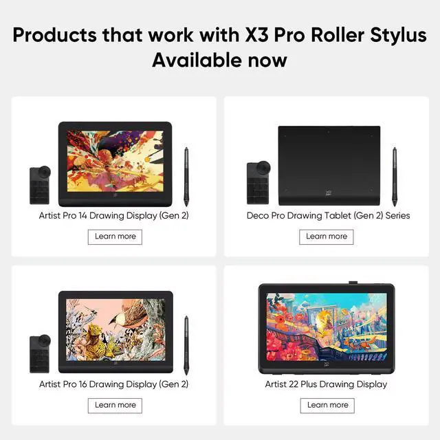 Alt view image 5 of 7 - XPPen X3 Pro Roller Stylus 16K Pressure Levels 20% Higher Accuracy Battery-Free Stylus Compatible for XPPen Artist Pro 14 &16 Gen2/ Artist 22 Plus/Deco Pro Gen2 Series Drawing Tablet