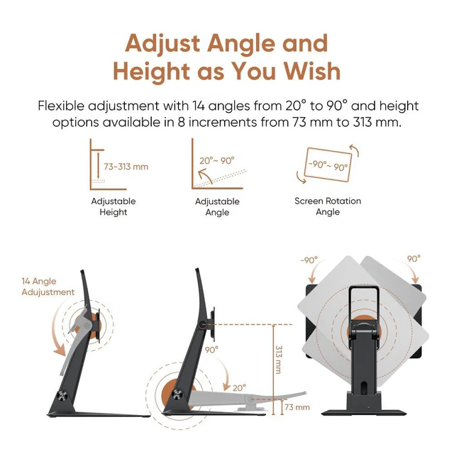Alt view image 3 of 7 - XPPen ACS15 Adjustable Drawing Tablet Stand Monitor,Adjustable VESA Mount Desk Stand for Artist Pro 19 Gen2