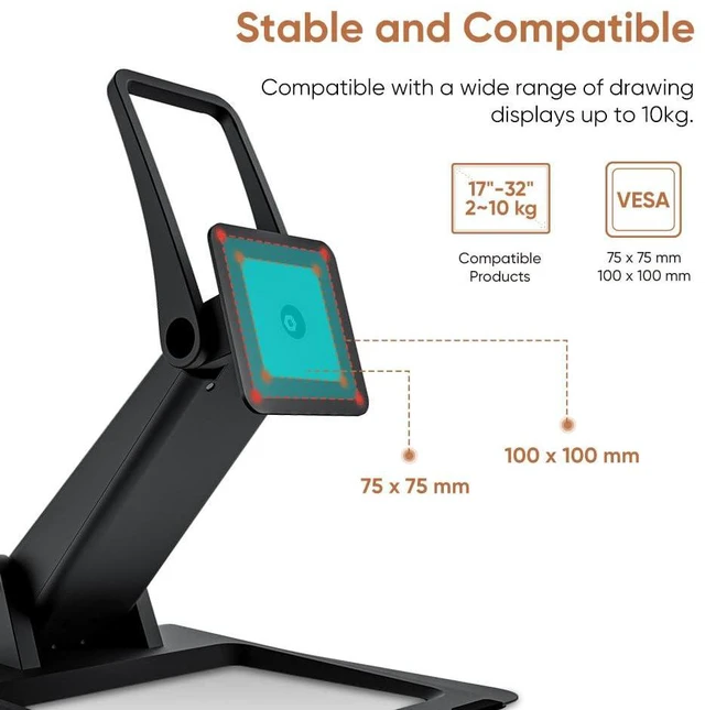 Alt view image 4 of 7 - XPPen ACS15 Adjustable Drawing Tablet Stand Monitor,Adjustable VESA Mount Desk Stand for Artist Pro 19 Gen2
