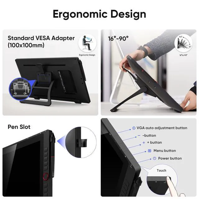 Alt view image 7 of 7 - XPPen Artist 24 Pro 2.5K QHD Drawing Tablet with Screen,16.7M Colors Graphics Tablet with 8192 Pen Pressure Battery-Free Tilt Stylus & 20 Shortcut Keys for Windows, Mac, Chrome, Linux, 23.8"