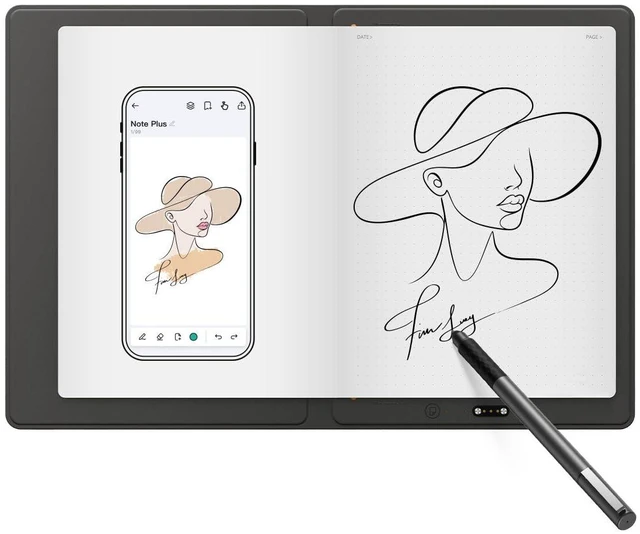 Main image of XPPen Note Plus Digital Notebook, Smart Paper Notebook with Pen Syncs to Phone