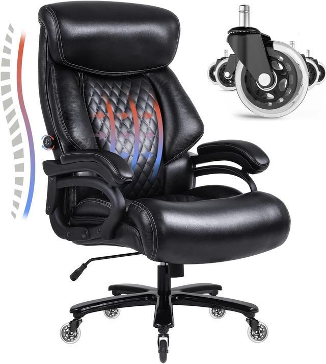 VANBOW Big and Tall Office Chair 500lb for Heavy People with Double Padded  Memory Foam Seat Cushion Leather Executive Office Chair with Lumbar Support  and Adjustable Footrest for Home Work,Black 