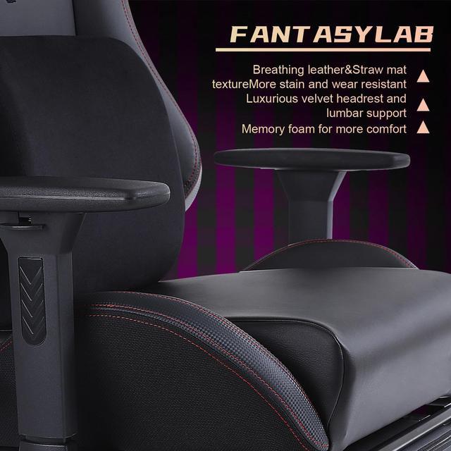 Fantasylab Big and Tall Gaming Chair 440lb Metal Base Memory Foam Lumbar Seat  Cushion 4D Adjustable Arms Swivels & Reclines Ergonomic High-Back Racing  Computer Gaming Chair 