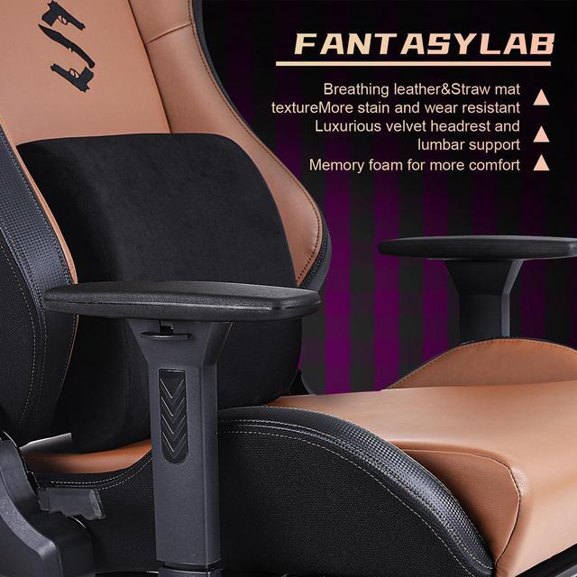 Fantasylab Big and Tall Gaming Chair 440lb Metal Base Memory Foam Lumbar Seat Cushion 4D Adjustable Arms Swivels & Reclines Ergonomic High-Back Racing