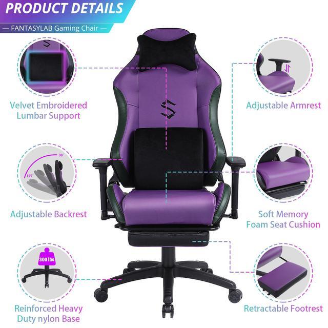 Lumbar Support Gaming Chair 300 Pounds Gaming Pc NOKAXUS Large