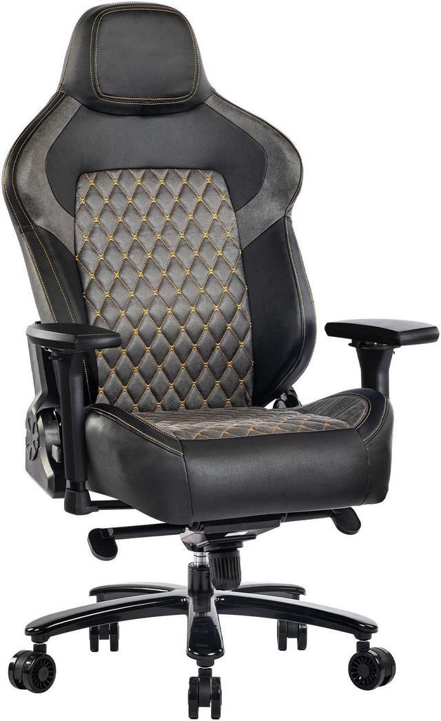 Fantasylab Big and Tall 440lb Memory Foam Gaming Chair With 4D Flip-up  Armrests, Racing Style PU Leather High Back Adjustable Swivel Task Chair  (Black) Grey Black 