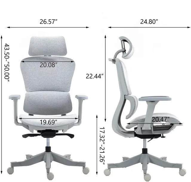 Alt view image 2 of 7 - Fantasylab High Back Mesh Office Chair, Grey