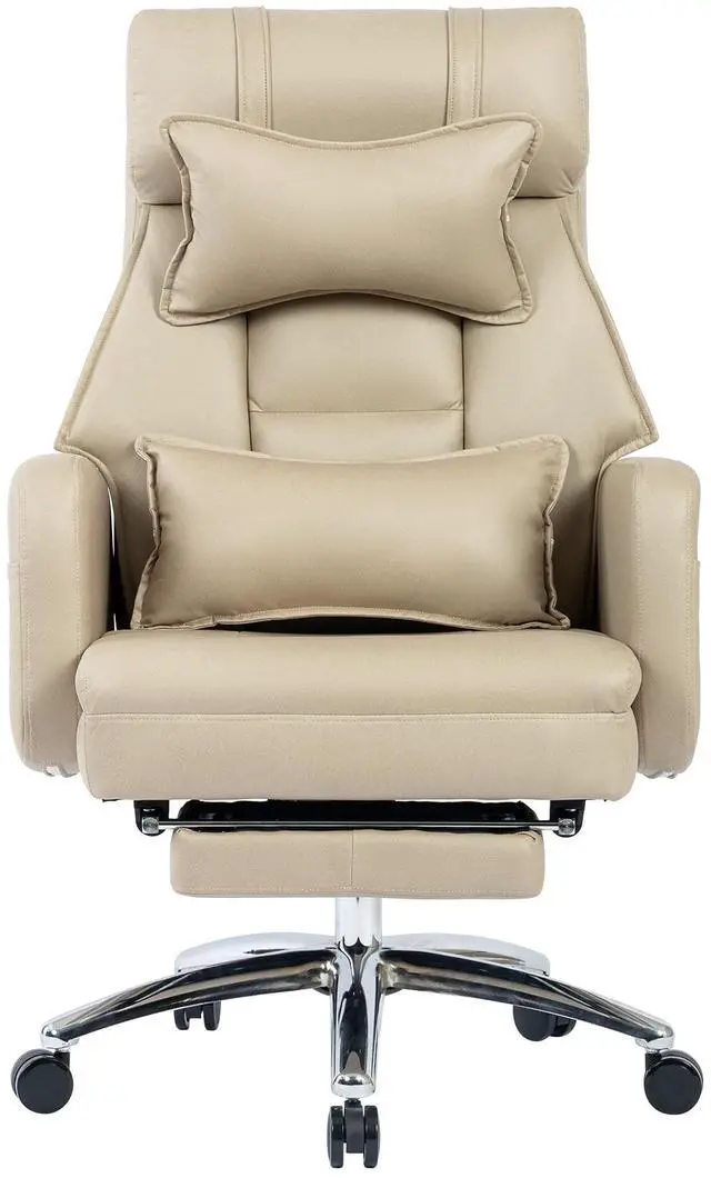 Alt view image 2 of 6 - Fantasylab Swivel Ergonomic Office Chair, Technology Leather  High Back Office Chair with Lumbar Support Headrest,Beige