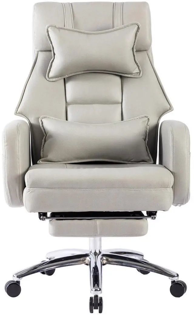 Alt view image 2 of 7 - Fantasylab Swivel Ergonomic Office Chair, Technology Leather  High Back Office Chair with Lumbar Support Headrest, Grey